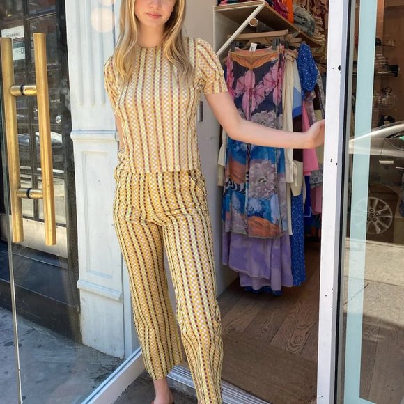 FIND ME NOW Judy Pants in Yellow Green Brick Multi sz 0 - Picture 2 of 7